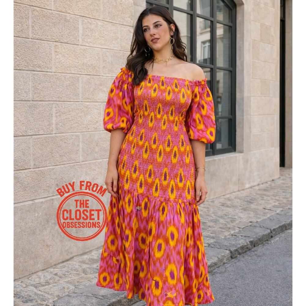 ZARA Blogger Fave Smocked Off-Shoulder Maxi Dress NWT - Picture 11 of 16